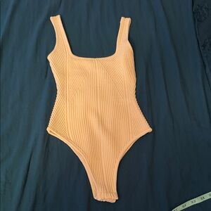 Zara Beige/Cream Ribbed Bodysuit